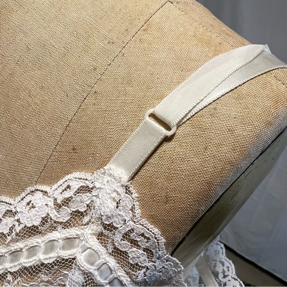 VINTAGE 70s lace nylon dress slip full long maxi white‎ lingerie layer nightgown - Picture 13 of 13